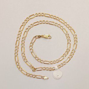 14kt real gold figaro daimond cut chain 22 inches
